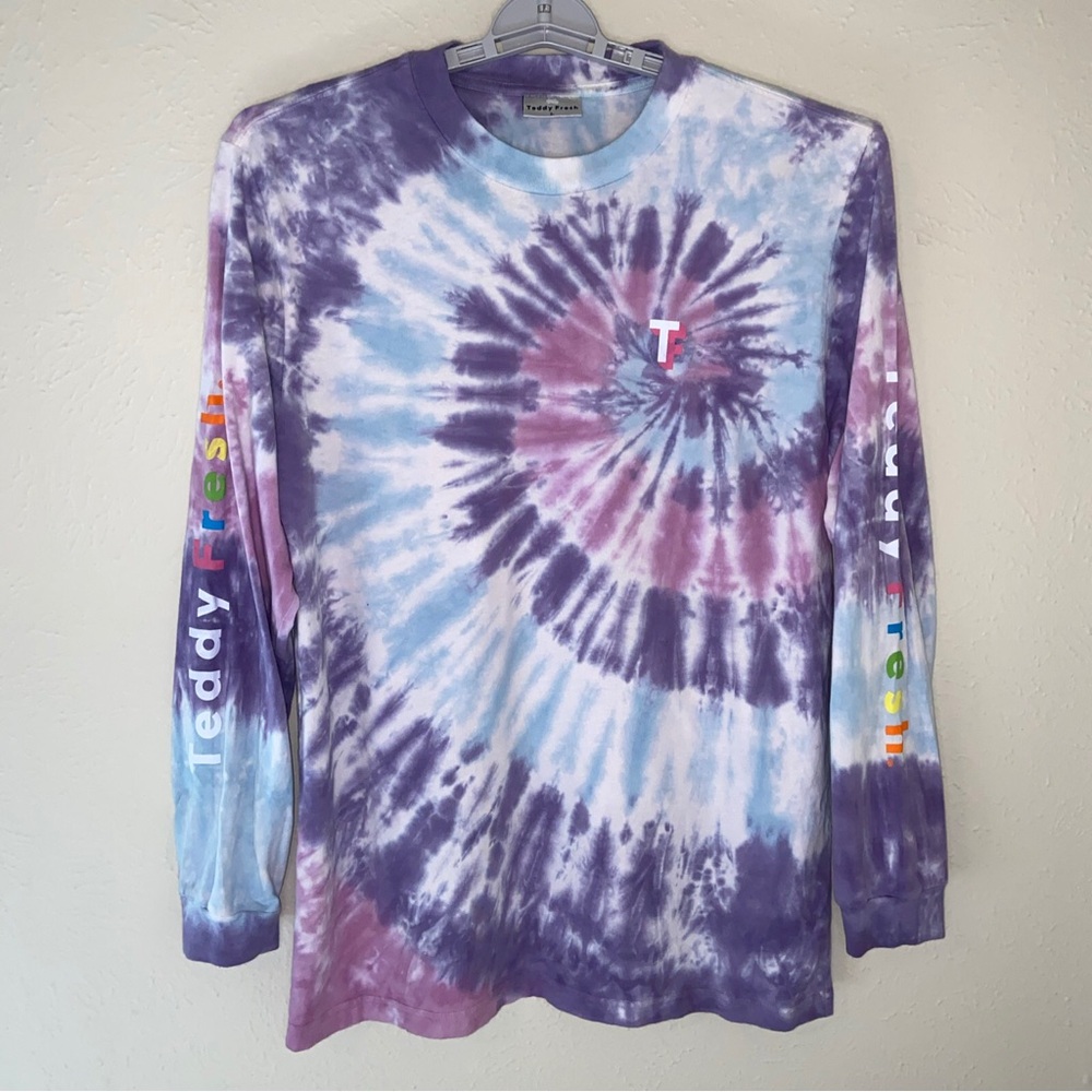 Teddy Fresh Long Sleeve Shirt Mens Large Blue Purple Tie Dye